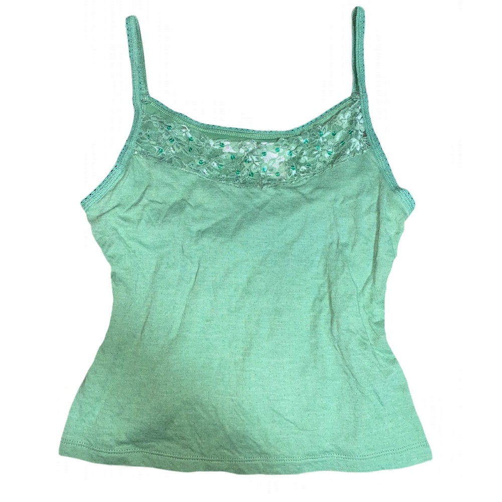 NO BOUNDARIES CAMI / CAMISOLE / SPAGHETTI STRAP TANK TOP LACE TRIM WITH SEQUINS